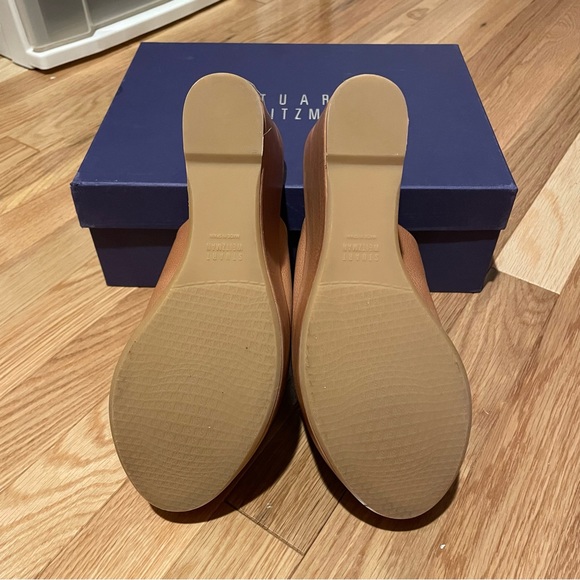 NEVER WORN Stuart Weitzman Tan Leather Mule Wedges - Picture 5 of 7